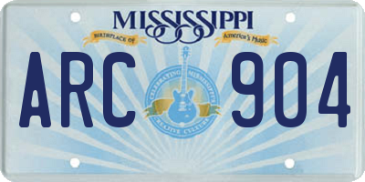 MS license plate ARC904