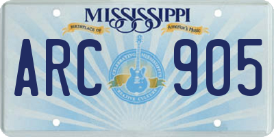 MS license plate ARC905