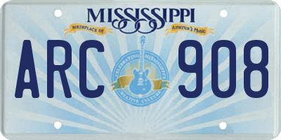 MS license plate ARC908
