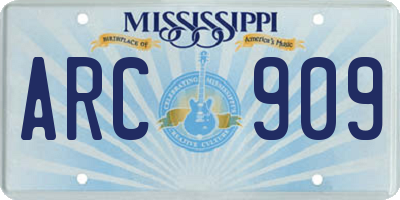 MS license plate ARC909