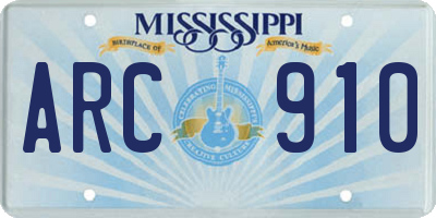 MS license plate ARC910