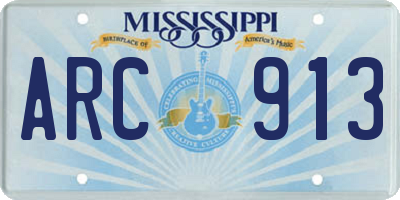 MS license plate ARC913