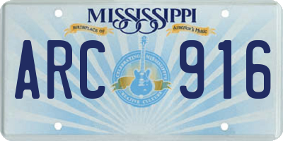 MS license plate ARC916