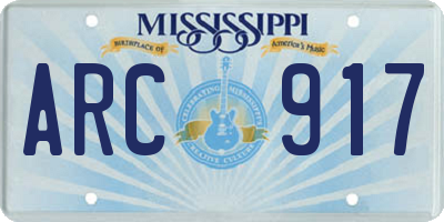 MS license plate ARC917