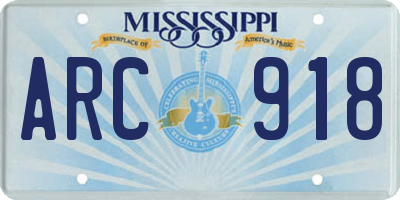 MS license plate ARC918