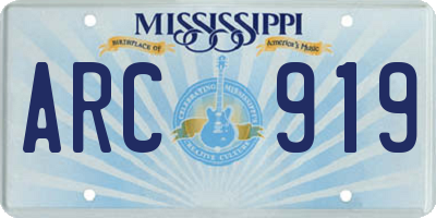 MS license plate ARC919