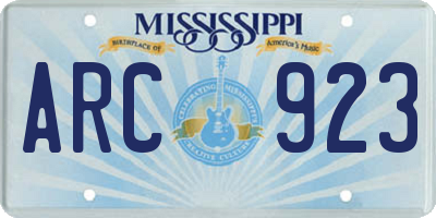 MS license plate ARC923
