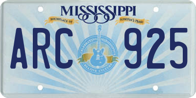 MS license plate ARC925