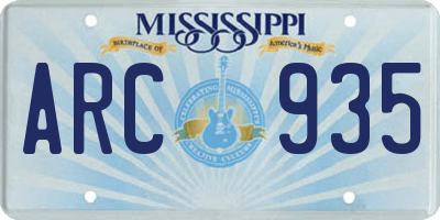 MS license plate ARC935