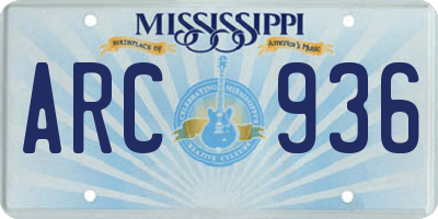 MS license plate ARC936