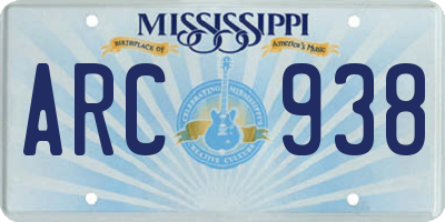 MS license plate ARC938