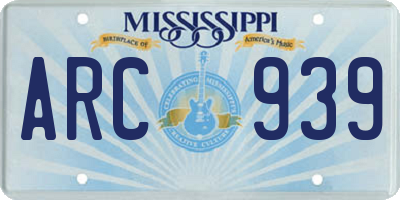 MS license plate ARC939
