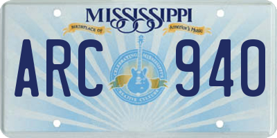 MS license plate ARC940