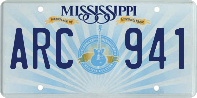 MS license plate ARC941