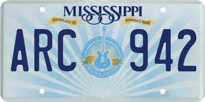 MS license plate ARC942