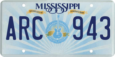 MS license plate ARC943