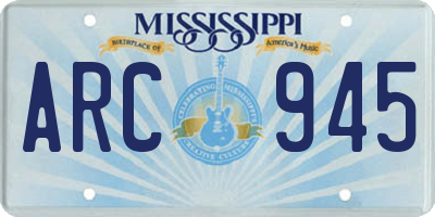 MS license plate ARC945