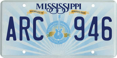 MS license plate ARC946