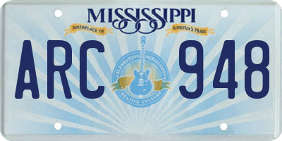 MS license plate ARC948