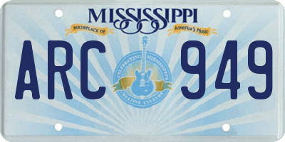 MS license plate ARC949