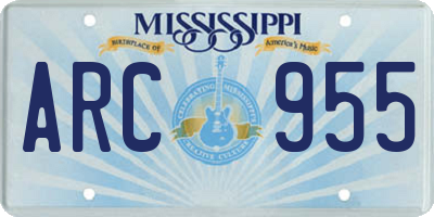 MS license plate ARC955