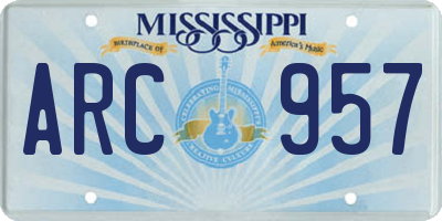 MS license plate ARC957