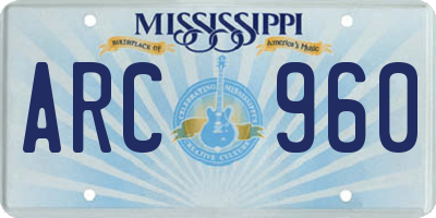 MS license plate ARC960