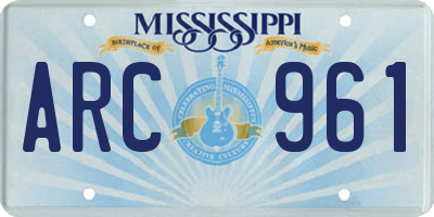 MS license plate ARC961