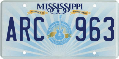 MS license plate ARC963