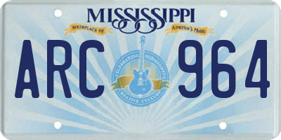 MS license plate ARC964