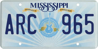 MS license plate ARC965