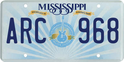 MS license plate ARC968