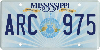 MS license plate ARC975