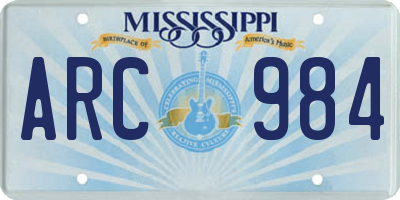 MS license plate ARC984