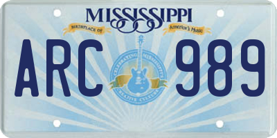 MS license plate ARC989