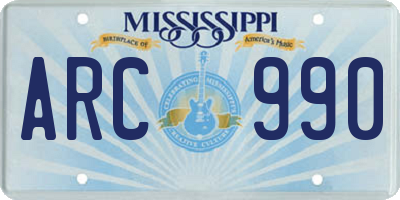 MS license plate ARC990
