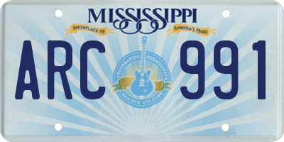 MS license plate ARC991