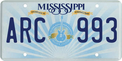 MS license plate ARC993