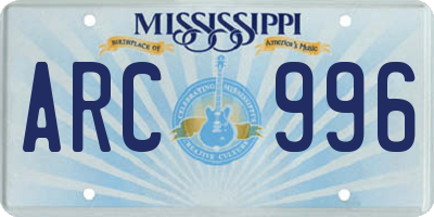 MS license plate ARC996