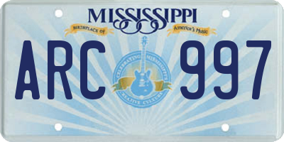 MS license plate ARC997