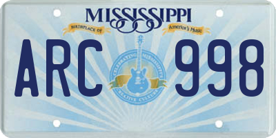 MS license plate ARC998