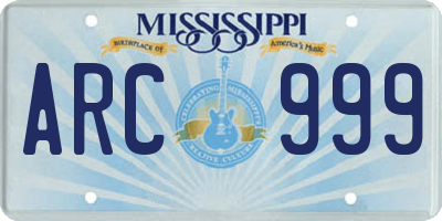 MS license plate ARC999
