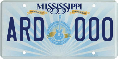 MS license plate ARD000