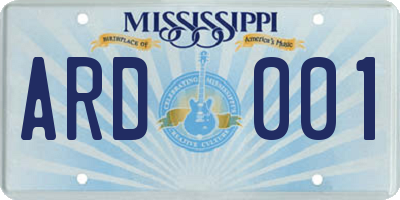 MS license plate ARD001