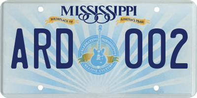 MS license plate ARD002