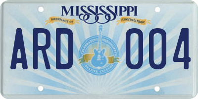 MS license plate ARD004