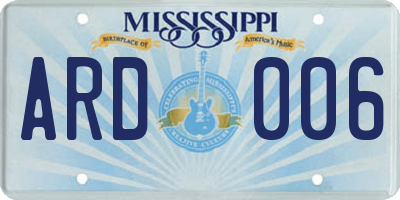 MS license plate ARD006