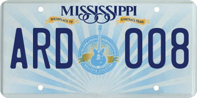 MS license plate ARD008