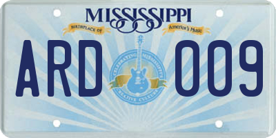 MS license plate ARD009