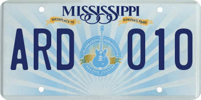MS license plate ARD010